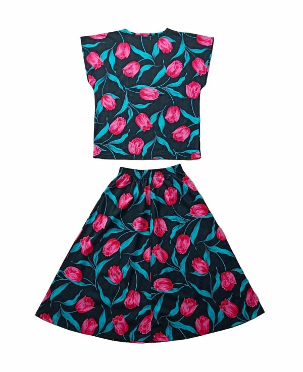 Vintage Tulip Print 1980S Top & Skirt Set