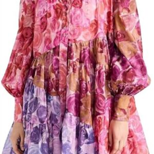 Vision Smock Mini Dress In Kaleidoscopic Rose