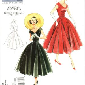 Vogue 1172 Reissue Original 50's Design - Lush, Godet Skirt V Neckline Dress Pattern Choose Size