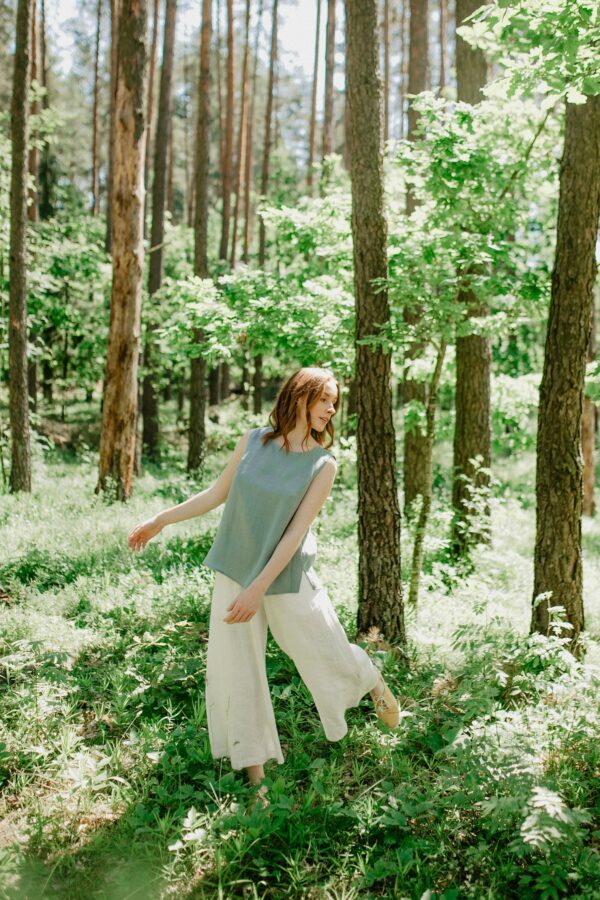 White Linen Culottes, Palazzo Pants, Wide Leg Clothing, Loungewear Loose Trousers, Summer Lightweight