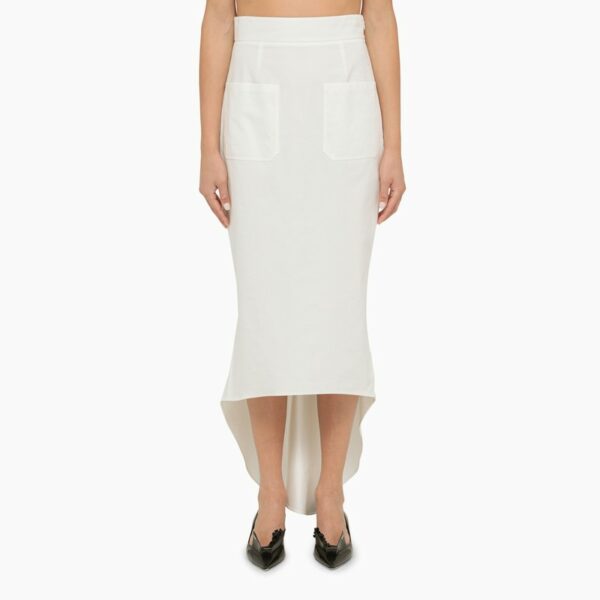 White asymmetrical midi skirt