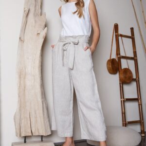 Wide Leg Linen Pants/Loose Trousers Linen Culottes Capris