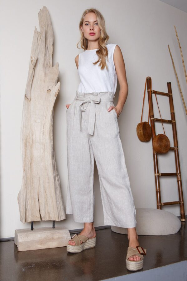 Wide Leg Linen Pants/Loose Trousers Linen Culottes Capris