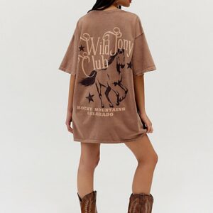 Wild Pony Club T-Shirt Dress in Brown, Women's at Urban Outfitters