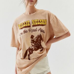 Willie Nelson Route 66 T-Shirt Dress in Tan, Women's at Urban Outfitters