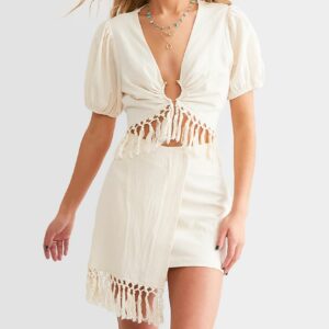 Willow & Root Asymmetrical Fringe Mini Skirt