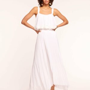 Winifred Pleated Maxi Skirt in Ivory