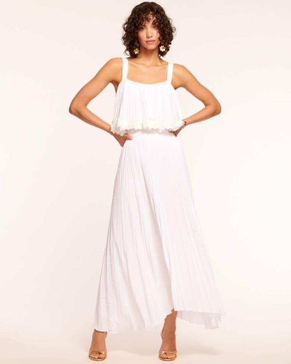 Winifred Pleated Maxi Skirt in Ivory