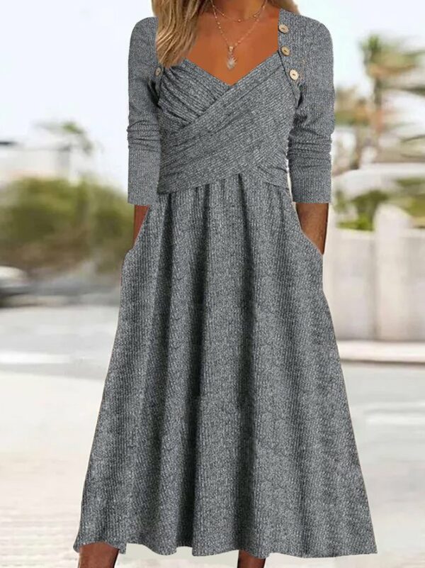 Women Casual Plain Spring/Fall Daily Loose Maxi Sweetheart Neckline A-Line EC Dresses