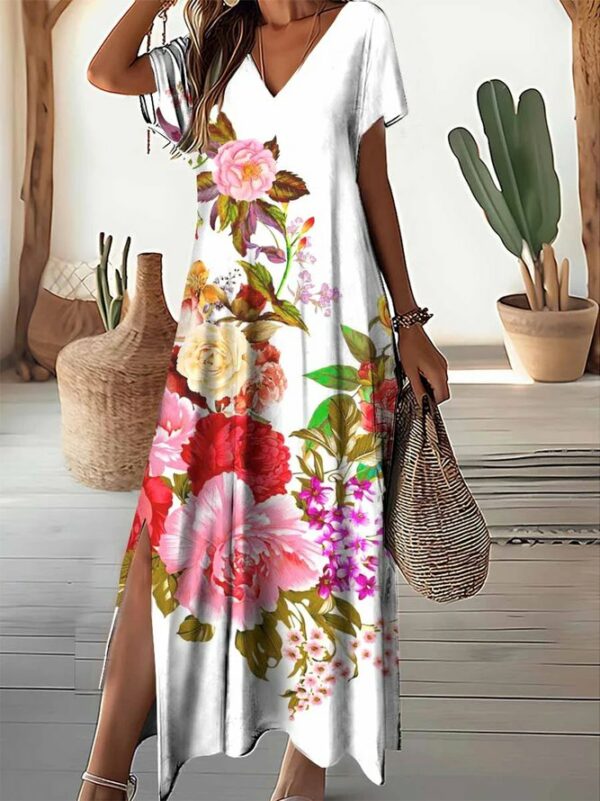 Women Floral Summer Elegant Daily Maxi Short Sleeve A-Line Regular Medium Elasticity Dresses