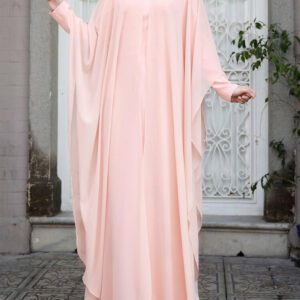 Women Kaftan Tunic Two-Piece Detachable Outside Bat Long Sleeve Maxi Dress