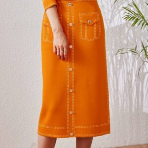 Women Plain Spring/Fall Urban Heavyweight No Elasticity Daily Maxi Mid Waist H-Line Skirts