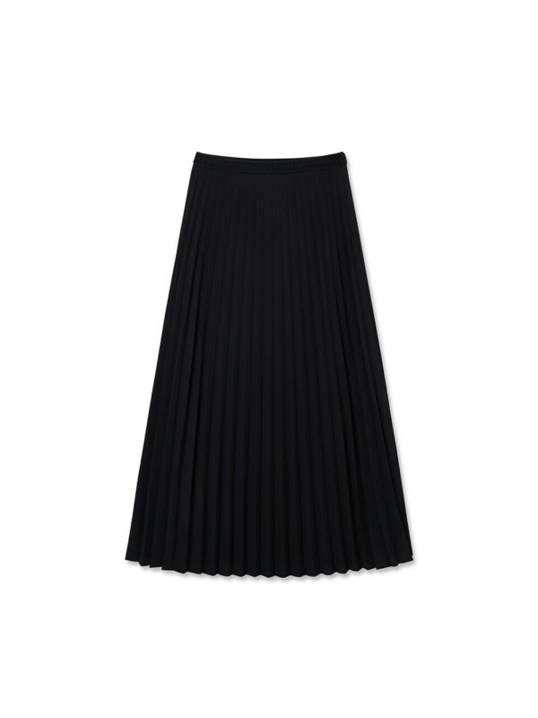 Women Pleats Maxi Skirt _ Black