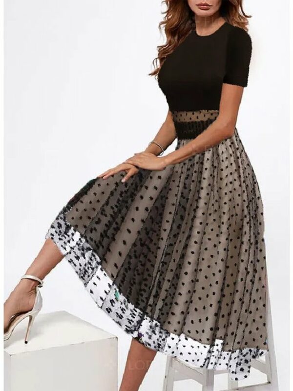 Women Polka Dots Summer Elegant Natural Prom Regular Fit Maxi Regular Semiformal Dresses