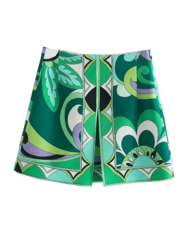 Women Printed Mini Skirt Side Zipper Holiday Beach Skirts