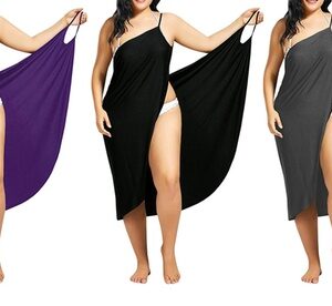 Women Swimwear Strap Beach Cover Up Dresses Wrap Sarong Sling Skirt Maxi Dress M Purple