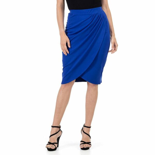 Women's 24Seven Comfort Apparel Elastic Waist Knee Length Tulip Pencil Skirt, Size: XXL, Royal