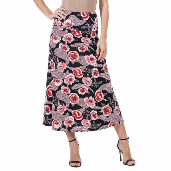 Women's 24Seven Comfort Apparel Floral Maxi Skirt, Size: Large, Pink Team