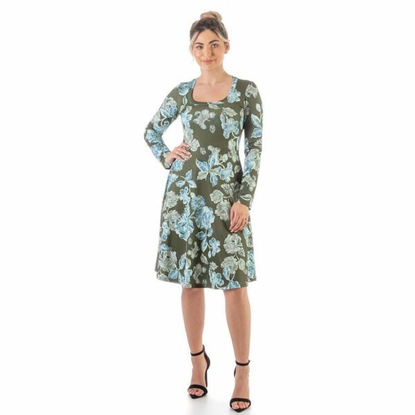 Women's 24Seven Comfort Apparel Floral T-Shirt Dress, Size: XXL, Blue Green Team