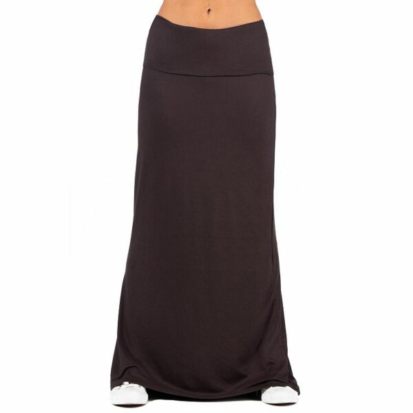 Women's 24Seven Comfort Apparel Foldover Maxi Skirt, Size: Medium, Brown