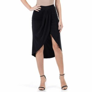 Women's 24Seven Comfort Apparel Knee Length Tulip Skirt, Size: XXL, Black