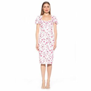 Women's ALEXIA ADMOR Micaela Puff Sleeve Sweetheart Sheath Dress, Size: Large, Ivory Floral