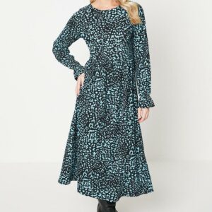 Womens Abstract Smock Midi Dress