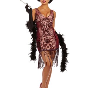 Women's Adult Red Va-Va Voom Flapper Fancy Dress Costume