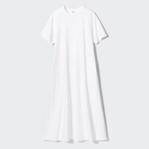 Women's Airism Cotton Short Sleeve T-Shirt Dress with Quick-Drying White XL UNIQLO US