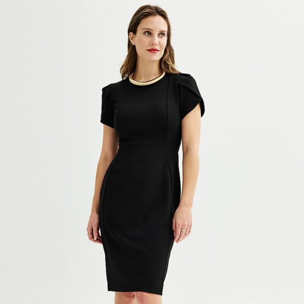 Women's Andrew Marc Marc New York Tulip Sleeve Sheath Dress, Size: 14, Black