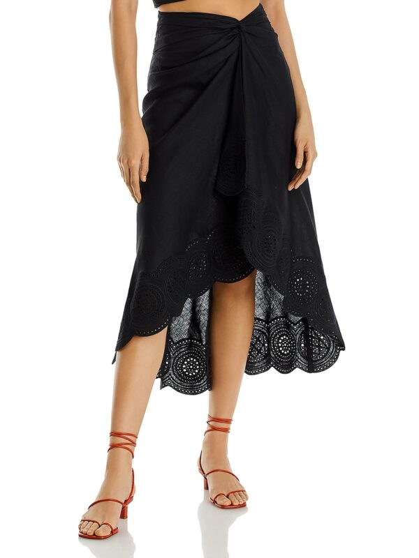 Womens Asymmetrical Eyelet Wrap Skirt