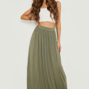 Womens Basics High Waisted Jersey Knit Maxi Skirt - Green - 6