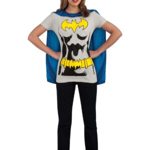 Womens Batgirl T-Shirt with Cape Fancy Dress Costume