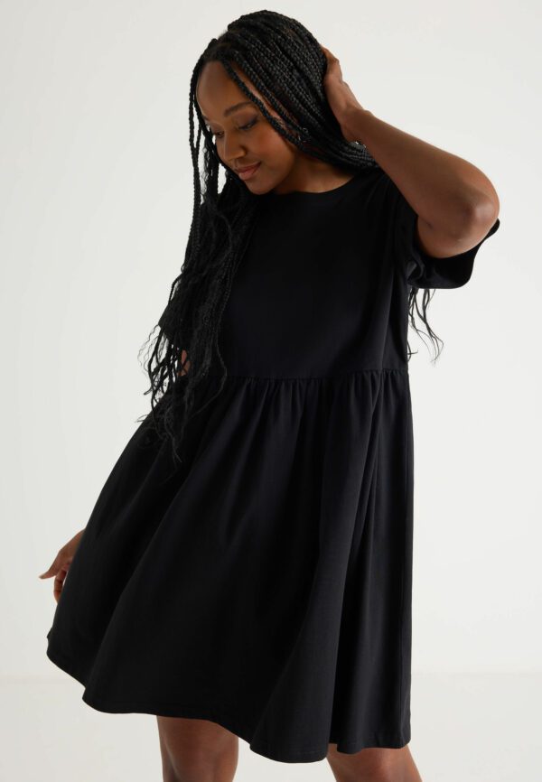 Womens Black Frill Sleeve T-shirt Dress