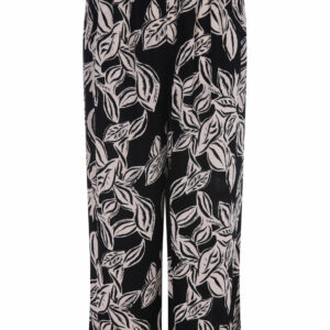 Womens Black Leaf Print Crinkle Culottes