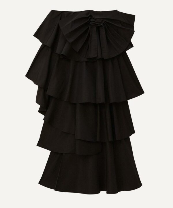 Women's Black Tiered Bow Detail Maxi-Skirt