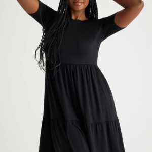 Womens Black Tiered T-shirt Dress