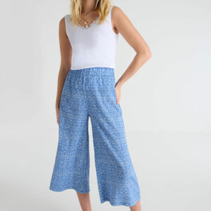 Womens Blue Tile Print Culottes