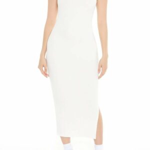 Women's Bodycon Maxi T-Shirt Dress in White Medium