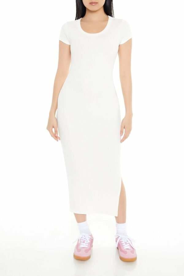 Women's Bodycon Maxi T-Shirt Dress in White Medium