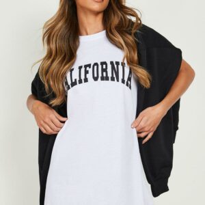 Womens California T-Shirt Dress - White - 8