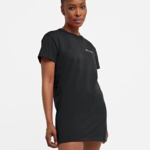 Women's Champion T-Shirt Dress, Script Logo Black XL