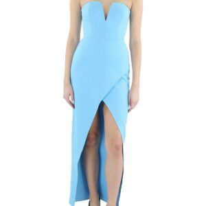 Womens Crepe Strapless Evening Dress