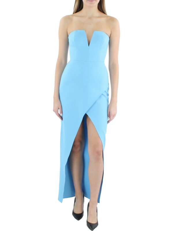 Womens Crepe Strapless Evening Dress