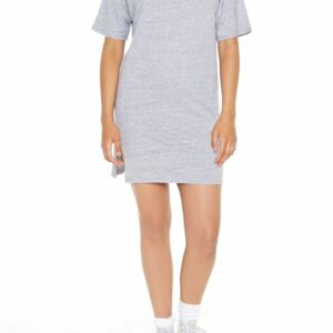 Women's Crew T-Shirt Mini Dress in Heather Grey Medium