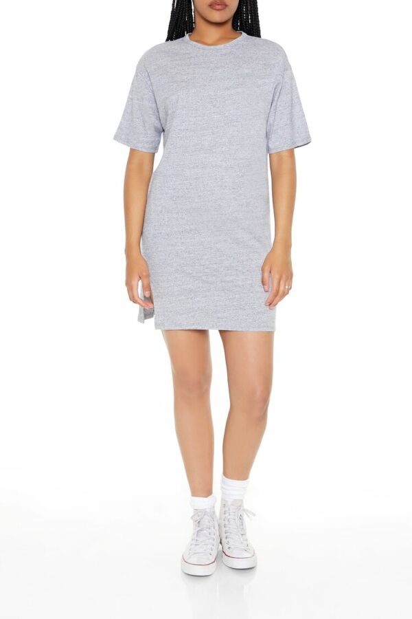 Women's Crew T-Shirt Mini Dress in Heather Grey Medium