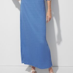 Women's Crinkle Knit Maxi Skirt With Side Slit in Kensington Blue Size 16/18 | Chico's Outlet