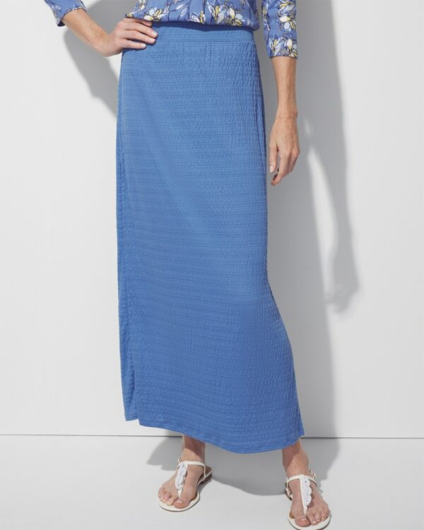 Women's Crinkle Knit Maxi Skirt With Side Slit in Kensington Blue Size 16/18 | Chico's Outlet