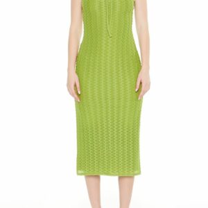 Women's Crochet Strapless Midi Dress in Lime Small