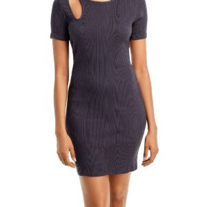 Womens Cut-Out Ribbed T-Shirt Dress